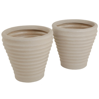 Pair of Moroccan Round Stone Planters (Dia. 43cm)