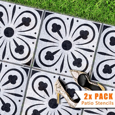 York Patio Stencil - Square Slabs - 450mm - 1x Large Pattern / 2 pack (2 stencils)