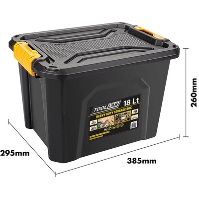 Heavy Duty Polypropylene Storage Box with Clip on Lid - 18 Litre