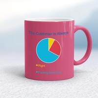 The Customer is Always Mug – Pink/White, 10oz