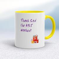 Thank God The HRT Worked! Mug – White/Yellow, 10oz