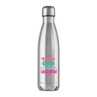 Today I Choose To Be A Unicorn Water Bottle – Silver, One