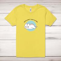 Cats Don’t Give A Fuck Adult T-Shirt – Yellow, Large