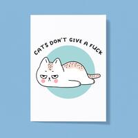Cats Don’t Give A Fuck Greeting Card – White, A5