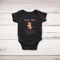 Thanks Mum – All My Shit Babygrow – Black, 3-6 Months