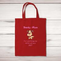 Thanks Mum – All My Shit Tote Bag – Red, One