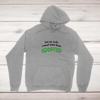 So Cute I’m Adopted Hoodie – Grey, Medium