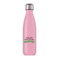 So Cute I’m Adopted Water Bottle – Pink Glitter, One