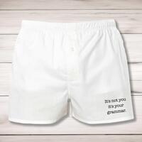 It’s Not You It’s Your Grammar Men’s Boxers – White, Medium