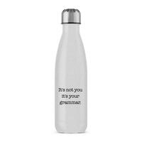 It’s Not You It’s Your Grammar Water Bottle – Silver Glitter, One