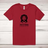 Jesus Is Coming Adult T-Shirt – Red, Small