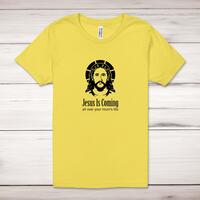 Jesus Is Coming Adult T-Shirt – Yellow, XS