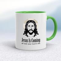 Jesus Is Coming Mug – White/Green, 10oz