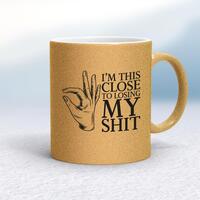 Losing My Shit Mug – Gold Glitter/White, 10oz