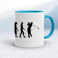 Evolution Of A Golfer Mug – White/Light Blue, 10oz