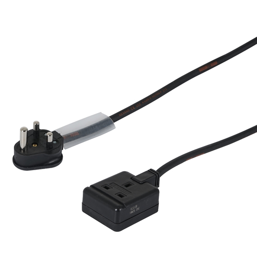 15A Male to 13A Female with Titanex Rubber Cable 0.35m