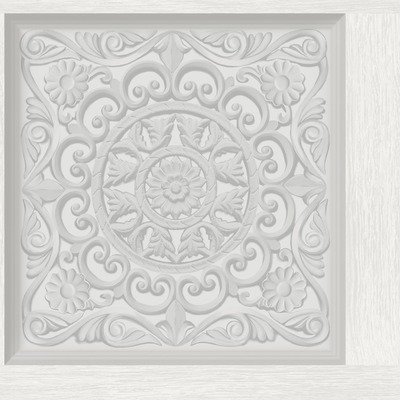 Ornate Wood Panel Wallpaper Dove Holden 13380
