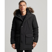 Superdry Hooded Everest Faux Fur Parka Jacket - Jet Black - XL