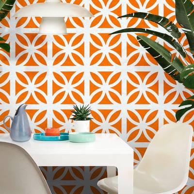 Geometric Breeze Wallpaper Tangerine Dream Orange - Mini Moderns MMTLG03TD
