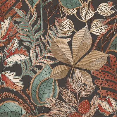 Eden Leaf Wallpaper Charcoal Belgravia 3780