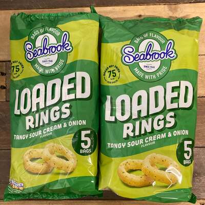 10x Seabrook Loaded Rings Sour Cream & Onion Bags (2 Packs of 5x16g)