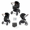 Image of Ickle Bubba Cosmo All in One i-Size Travel System with ISOFIX Base (Frame: Gunmetal, Fabric Colour: Black, Handle Bars: Tan)