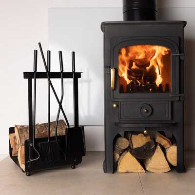Snug Hazel Log Holder & Fireside Companion Set