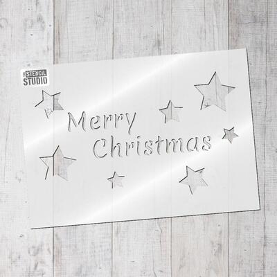 Merry Christmas Stencil - M - A x B 35.6 x 21.4 cm (14 x 8.4 inches)