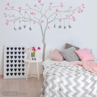Branch Tree & Alphabet Stencil Pack for Kids Rooms - Large Tree 1.8m high x 2m wide