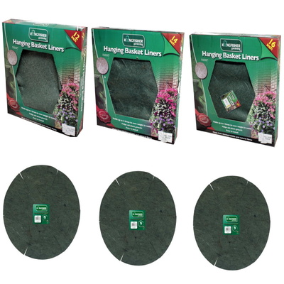Natural Green Hanging Basket Fibre Liners - Assorted Sizes - 12" (30cm) - FOUR
