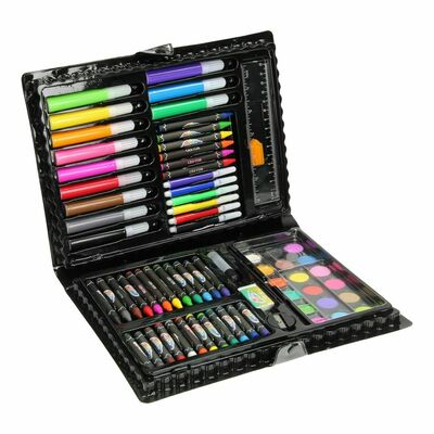 Childrens 80 Piece Art Colouring In Set With Paints Crayons Pastels Pens