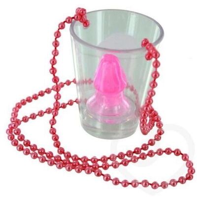 Hen Night Party Willy Penis Pecker Shot Glass Glasses On Pink Necklace - Twenty-Four