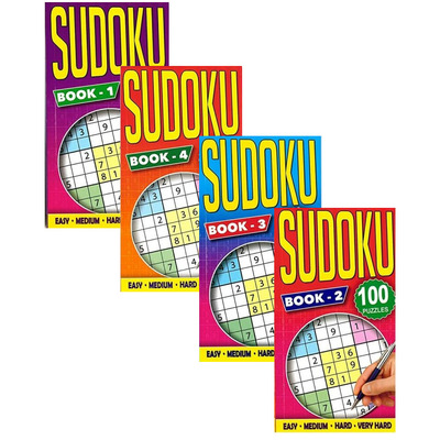 Set of Four Sudoku Puzzle Books with 100 Puzzles Each - 4120