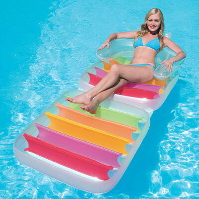 2-in 1 Inflatable Rainbow Swimming Pool Air Lounger/Chair
