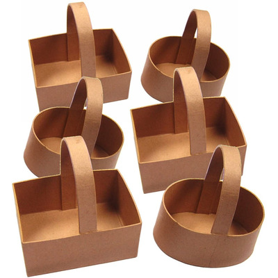 6 x Assorted Paper Mache Cardboard Gift Baskets & Handles