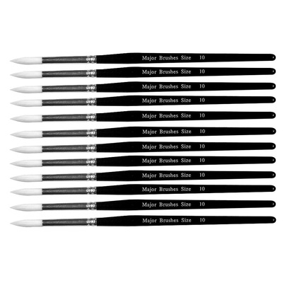 Pack of TEN Synthetic Sable Artist Paint Brushes - Size 12