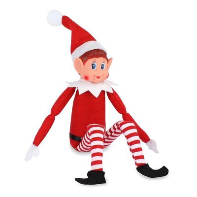 12" Naughty Christmas Elf Boy Advent Shelf Soft Toy Figure