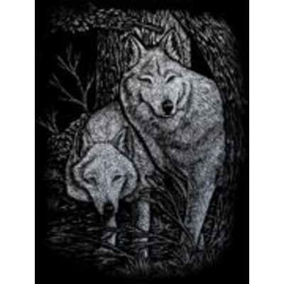Wolves In Trees Silver Regular Size Engraving Art Scraperfoil