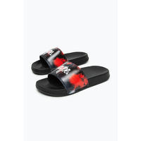 Image of Hype Kids Unisex Black Red Sky Script Sliders - JNR04