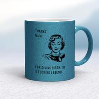 Thanks Mum Mug – Blue Glitter/White, 10oz