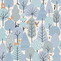 My Kingdom Wild Wood Wallpaper Blue / Cream Muriva M51611