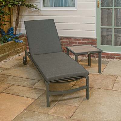 LG Outdoor Monza Aluminium Sunlounger and Table Set, Mid May 2024