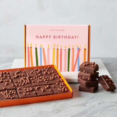 Happy Birthday Mini Brownies - 12 Pieces / Classic Chocolate Happy Birthday Brownies