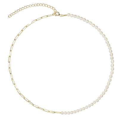 Laura Mixed Gold Chain and Pearl Necklace