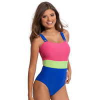 Image of Pour Moi Palm Springs Colour Block Tummy Control Swimsuit