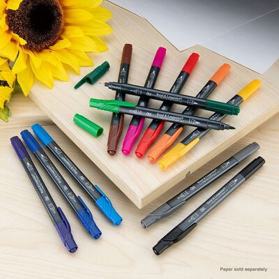 12pc Assorted Dual Tip Fineliner & Pointed Round Colouring Pens