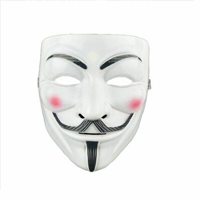 Anonymous Hacker V For Vendetta Guy Fawkes Halloween Face Masks - White - One