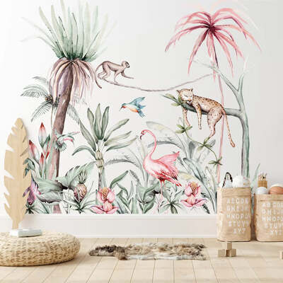 Tropical Jungle Mural Wall Decal - Large