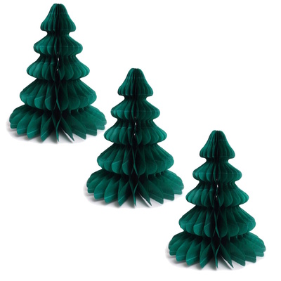 Assorted Hanging Christmas Honeycomb Crepe Paper Decorations - PACK OF THREE SAME SIZE TREES