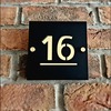 Image of Matte Black Acrylic House Number with Gold Mirror Base Layer